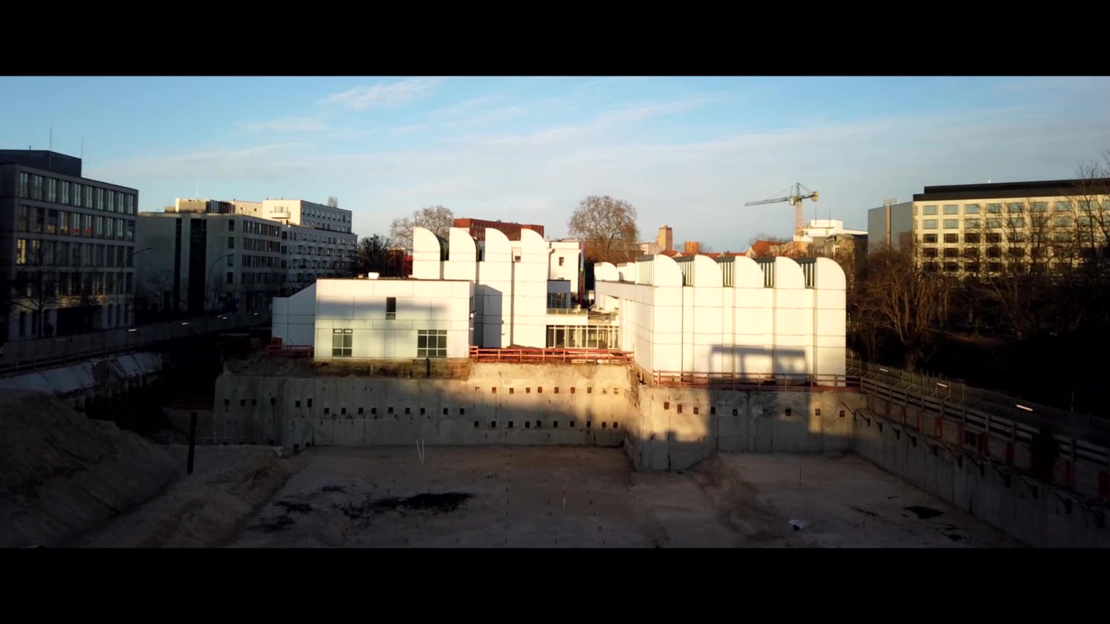 Bauhaus Archive construction site — the closed institution observed in transition. © NOW Collective / Nico Weber, 2026. Cinematography: Marc Nordbruch